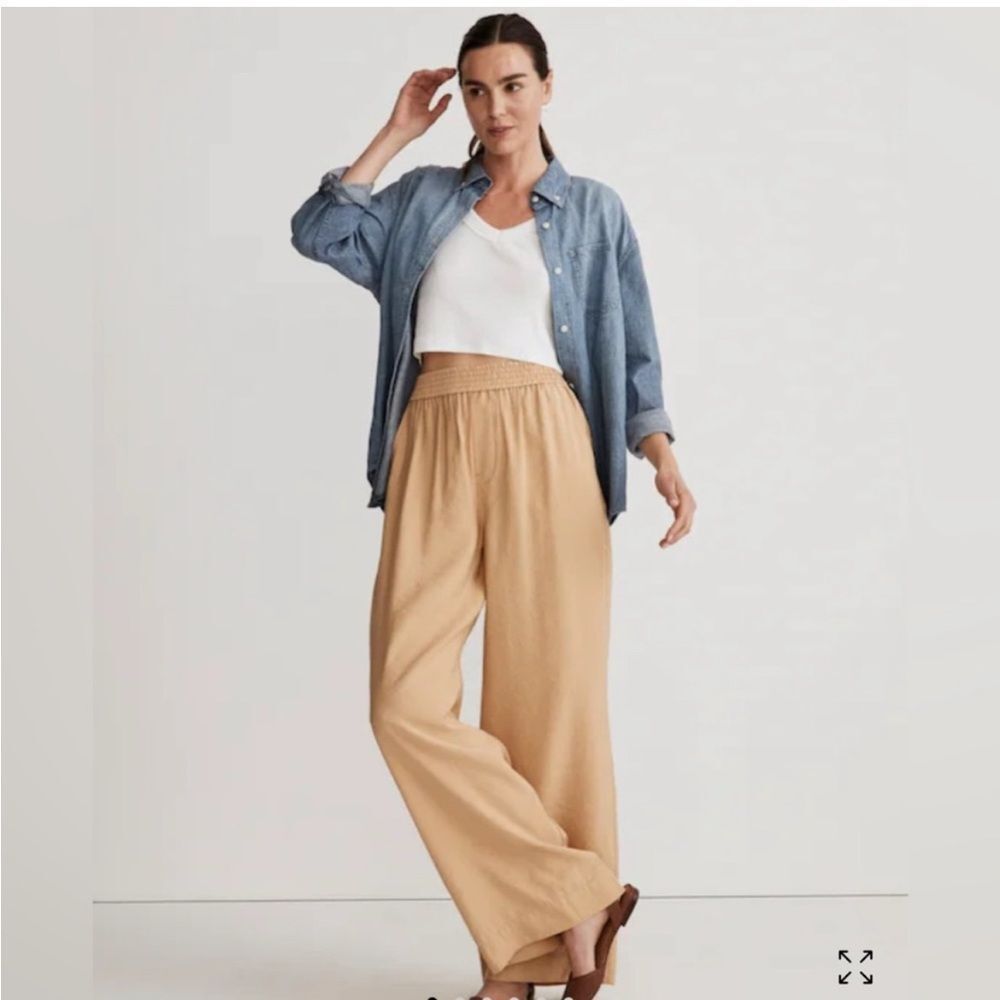 Madewell The Carley Desert Dune Wide-Leg Pant in Softdrape!